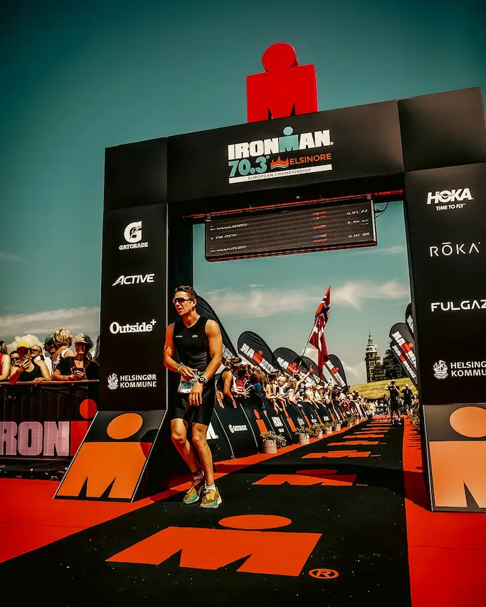 Jack Dilger running in an Ironman race